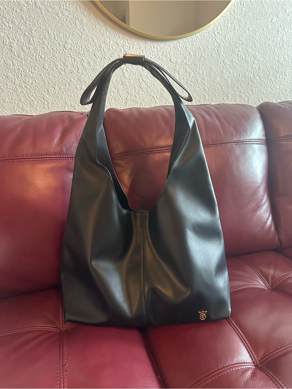 VSC Shoulder Hobo Bag with Gold Accent